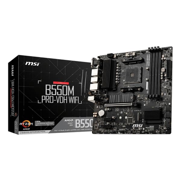 MSI B550M PRO-VDH WIFI Bundkort, Micro ATX, Socket AM4