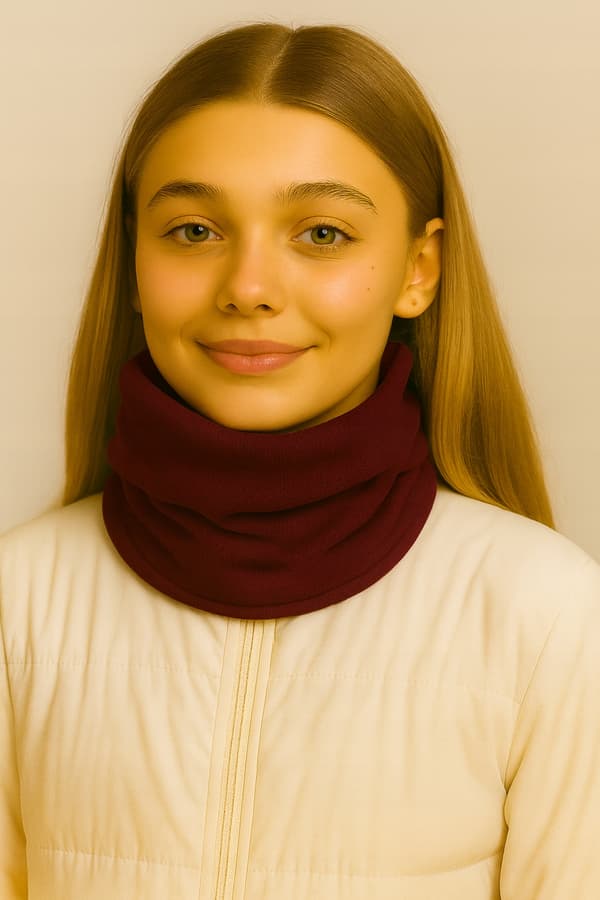 Børnehalstørklæde, fra 9 år, universal, efterår-vinter, bordeaux farve