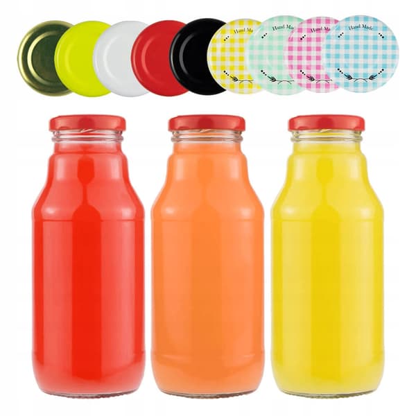 5x KUBUŚ juiceflaska 330ml + LOCK Glasjuiceflaskor