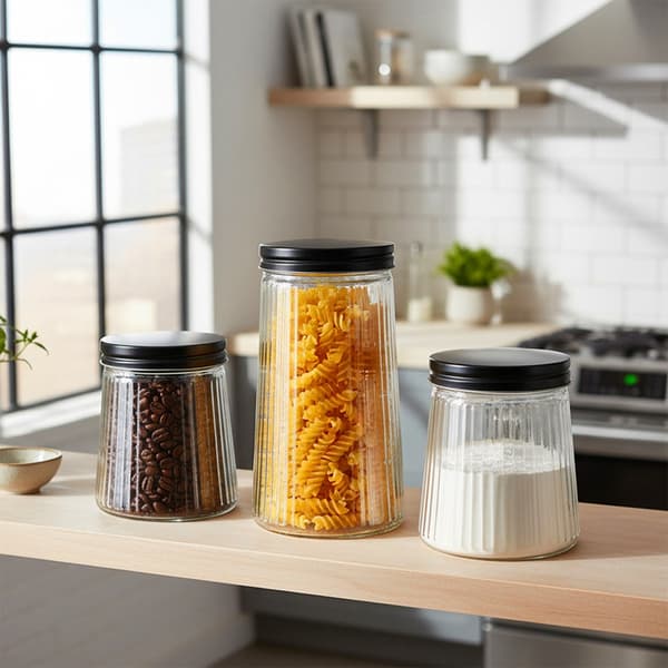 Glasbeholder til tørvarer med låg 700 ml