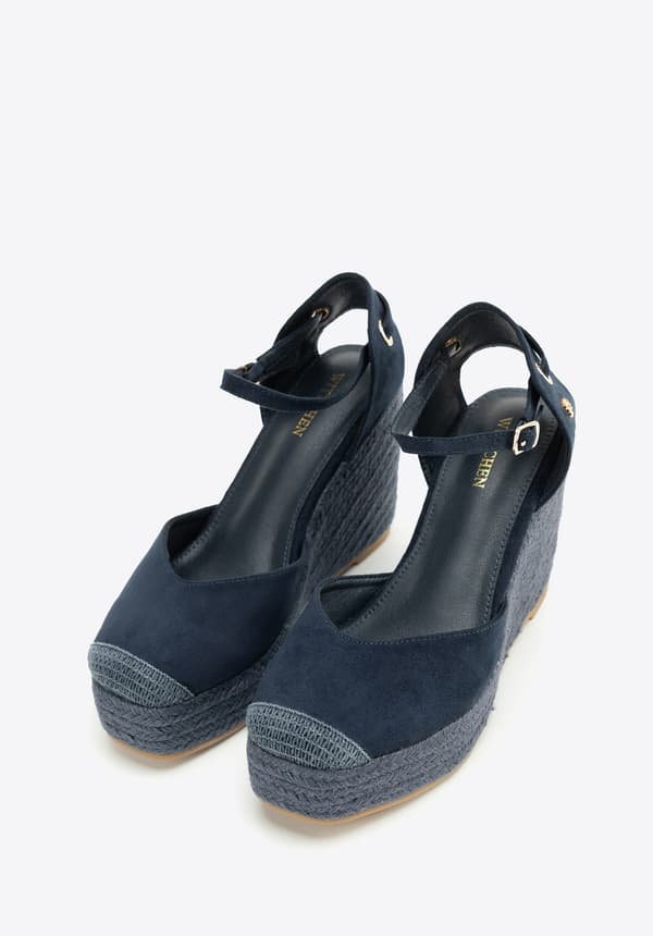 Wittchen Dame Kilehæl Espadrilles med Bindebånd, Marineblå, Syntetisk Materiale
