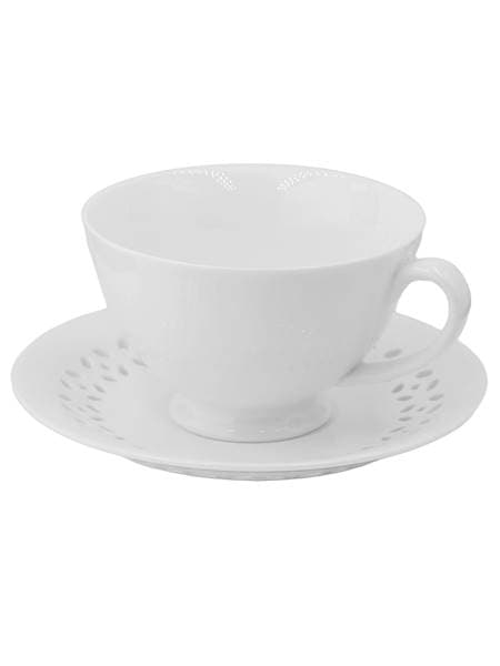 HVID KERAMIKOP 260 ml MED ÅBEN UNDERKOP TIL KAFFE OG TE