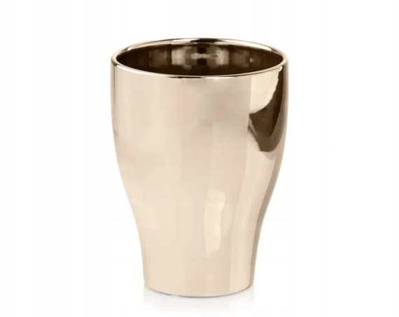 Rund keramisk urtepotte, guld, 17 cm