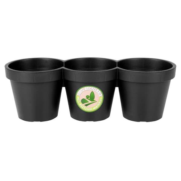 Plastträdgårdsblomkruka tripel svart 39,5 cm