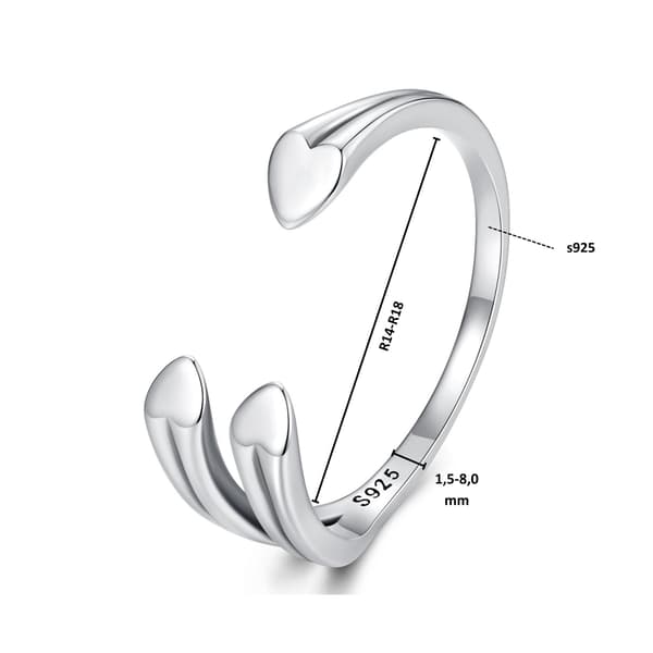 Silver universalring tre hjärtan silver 925