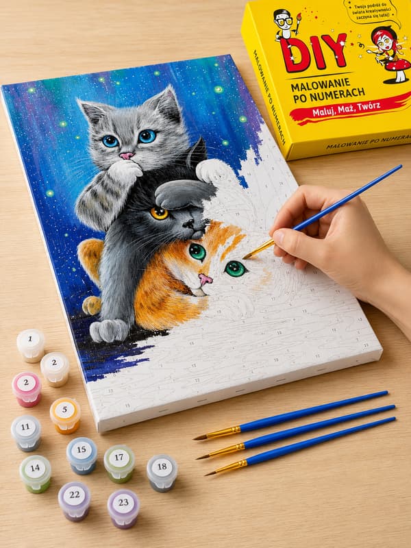 Målning med siffror tre charmiga katter 40x50 cm