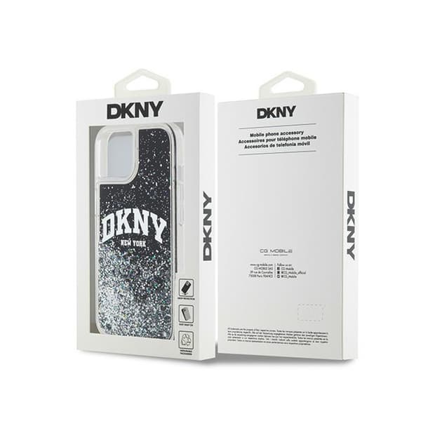 DKNY Liquid Glitter Stor Logotyp - iPhone 15 Plus / 14 Plus Skal (Svart)