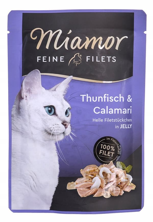 Våtfoder för katter MIAMOR Feine Filéer tonfisk med bläckfisk 24x100g