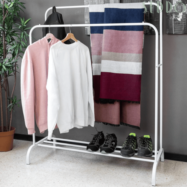 Metal bøjle stående hall garderobe solid hylde stor