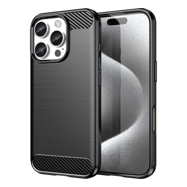 Carbon-cover til iPhone 16 Pro Max - Sort