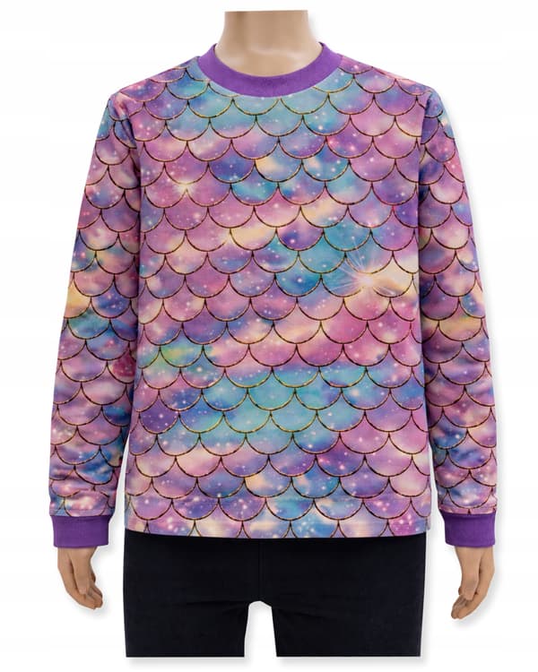 68 blus, långärmad, flick-t-shirt, 100 % bomull, DIGITALTRYCK, SJÖJUNGFRUN