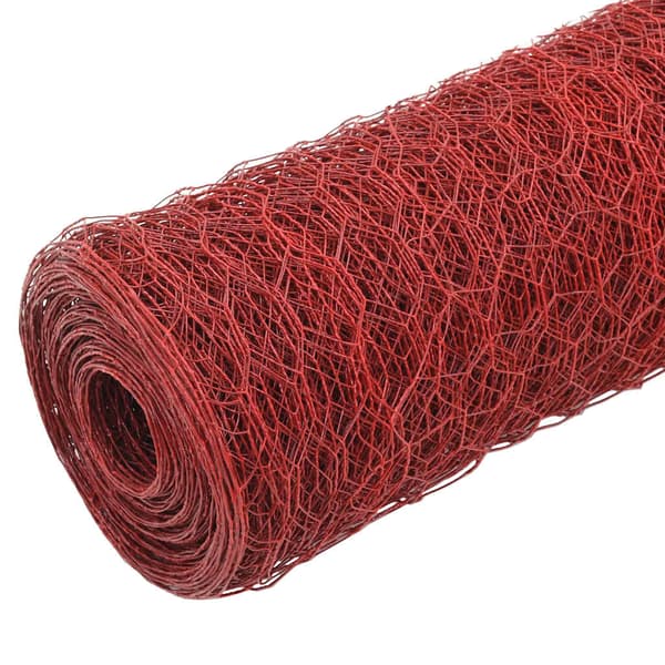 vidaXL stål- og PVC-nethegn 25x1 m rød