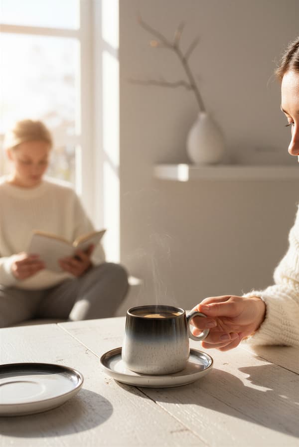 KOP MED UNDERKOP 250 ML TIL KAFFE TE KERAMIK LUNA LINE