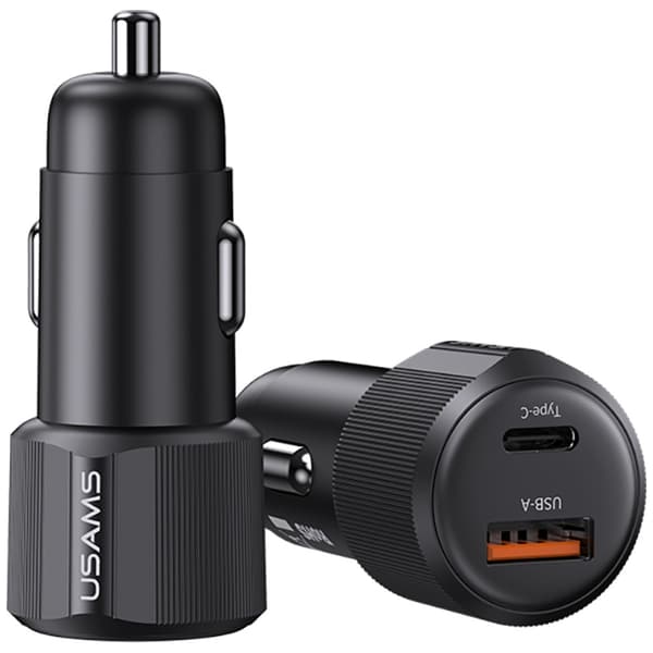 USAMS YT-serien CC283 60W billader 1xUSB-A 1xUSB-C sort
