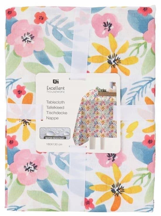 Blommig bordsduk 180×130 cm Dekorativ polyester med linnelook
