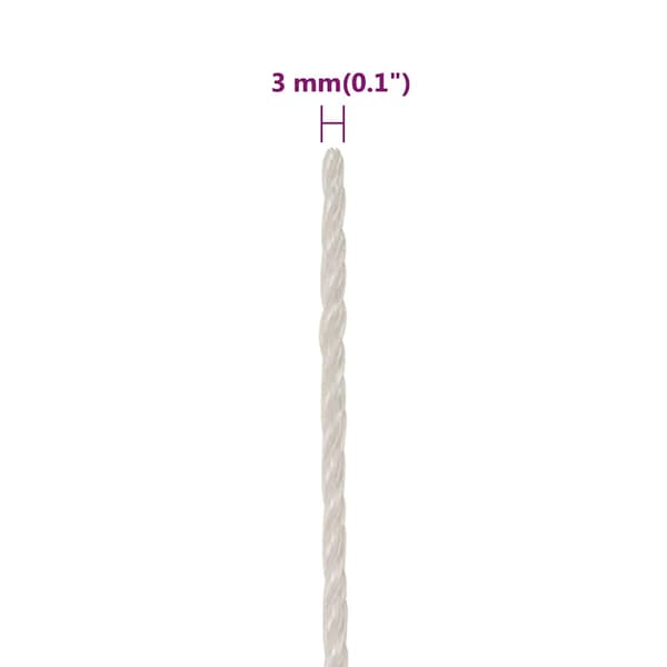 vidaXL Arbetsrep, Vitt, 3 mm, 100 m, Polypropylen