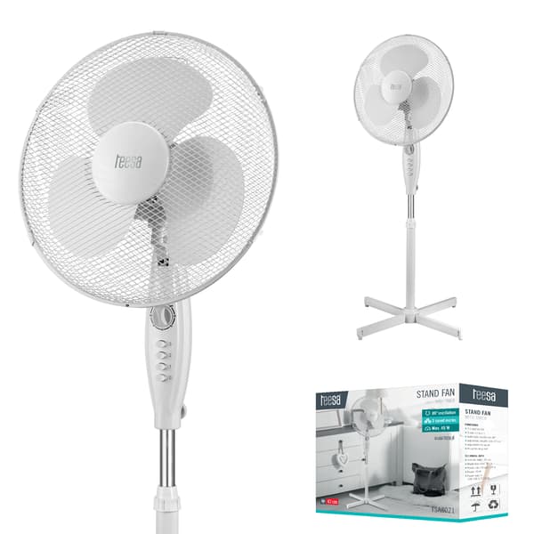 Gulvventilator Teesa stående ventilator TIMER stille oscillation