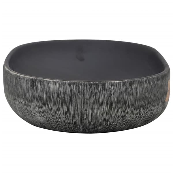 vidaXL bordvask, grå og sort, oval, 59x40x14 cm