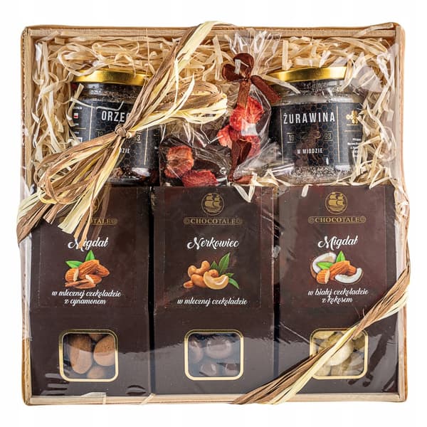 Premium presentkorg med sötsaker och honung