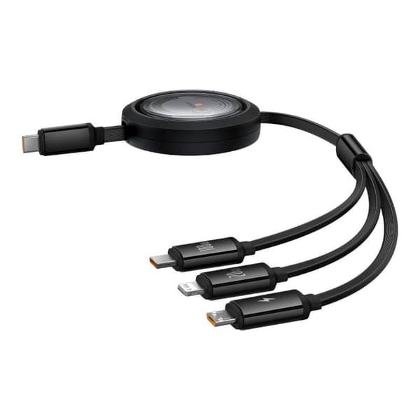 Baseus Free2Draw 3-i-1 USB-C-kabel USB-C/Lightning/Micro 100W, 1,1m (Sort)