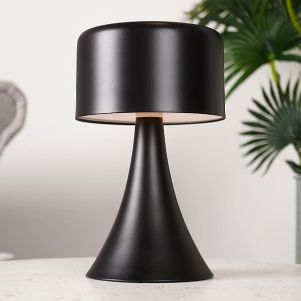 Natlampe LED sort metal trådløs 20,5 cm