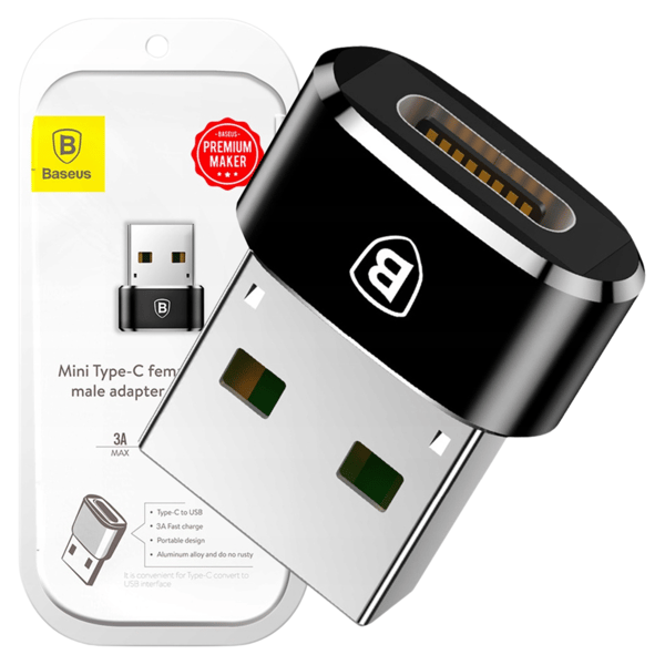 Baseus 3A USB-C till USB-A-adapter (svart)