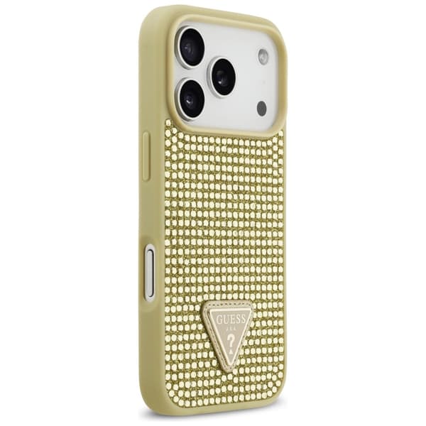 Guess Rhinestone Triangle Logo Cover til iPhone 17 Pro - Guld