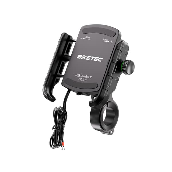Biketec PRO motorcykeltelefonholder med QC 3.0 USB-A oplader (EL)