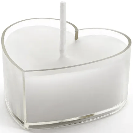 Fyrfadslys Hvide HJERTER 4cm 10 stk.