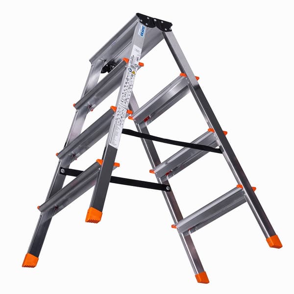 KRAUSE DOPPLO 2x4 dobbeltsidet stige, 4 trin, sølv