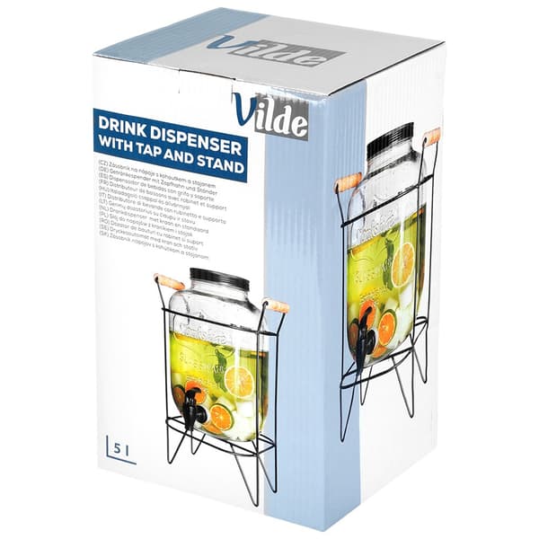 Drikkebeholder med tap og sort stativ 4,2 l