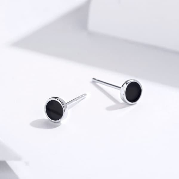 Silverörhängen, svarta ringar, 925 silverörhängen