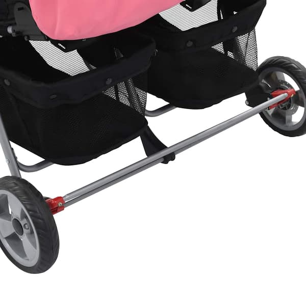 vidaXL tvillingeklapvogn pink og sort stål