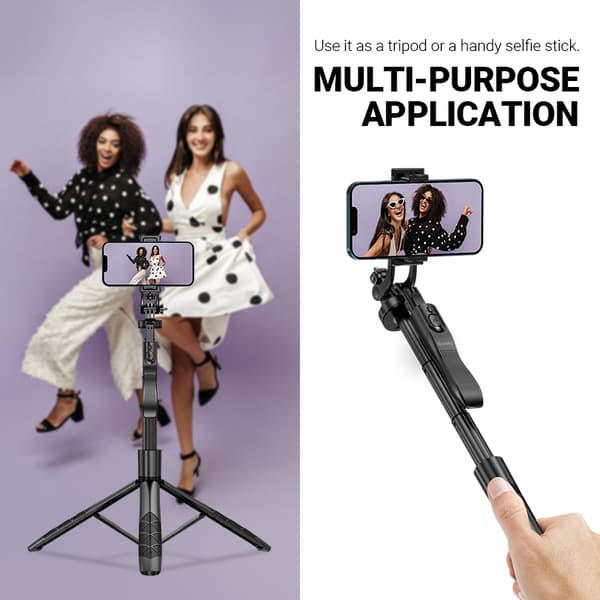 Crong SelfieGo Ultra - Aluminium Bluetooth Selfie Stick Tripod (Sort)