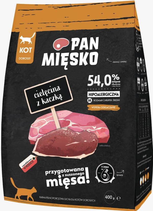 Mr. Meat | Tørfoder til katte | 400g pakke - Voksen | Kalvekød med and M 400g