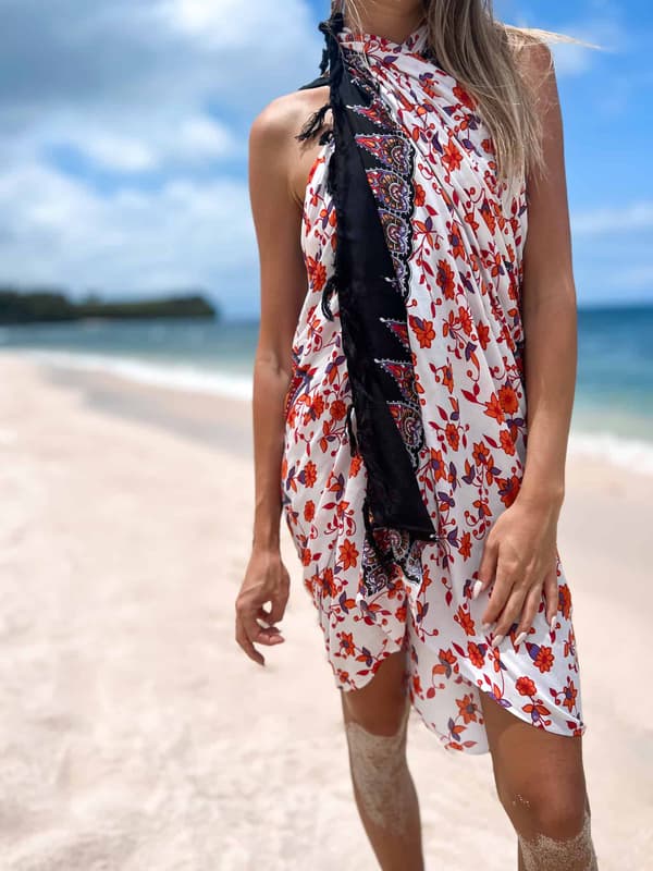 Pareo Strand Schal Mandala Orange-Vit