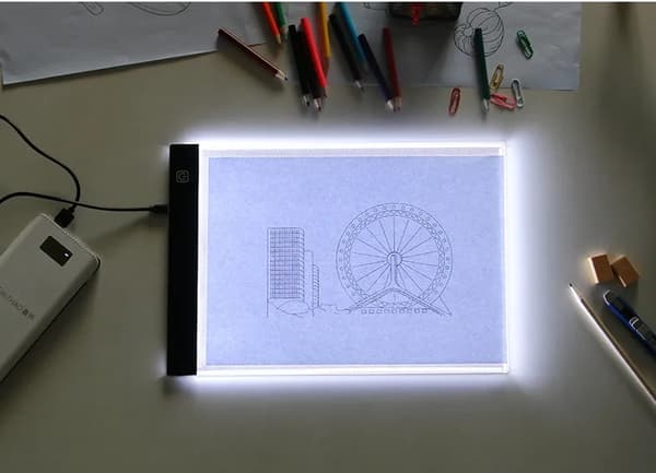 A4 LED-OPLYST SKITSETAVLE BÆRBAR TEGNETAVLE XL-VERSION