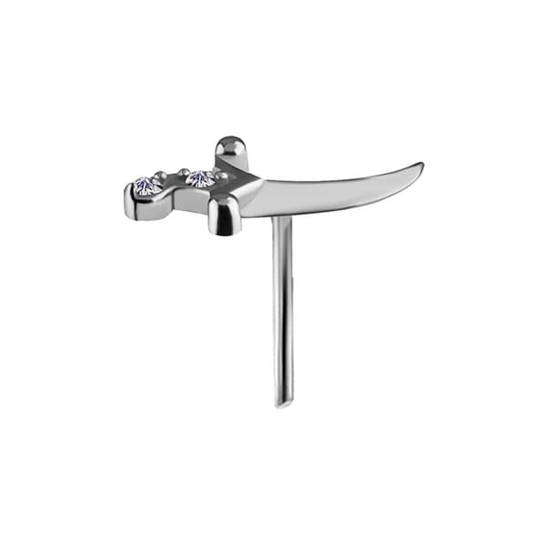 Insticksmutter - dolk med vita zirkoner - CoCr NF - silver - PI-011