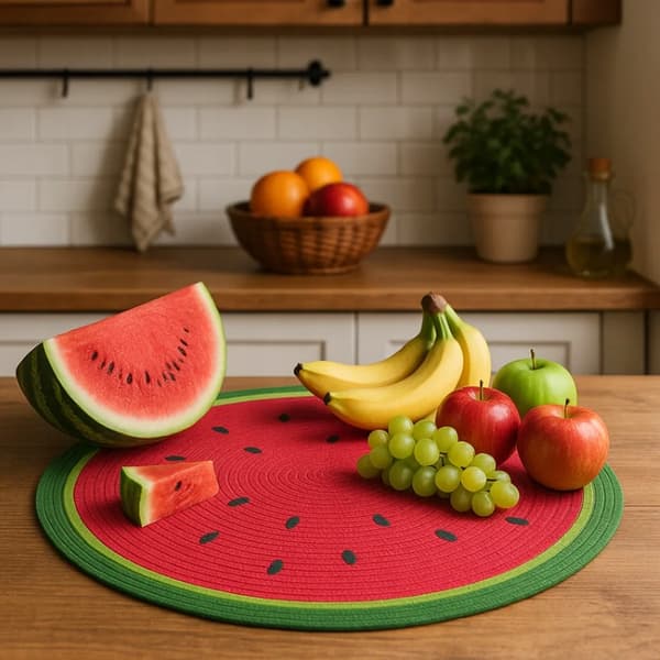 Rund bordmåtte 38 cm stråmåtte, dekorativ