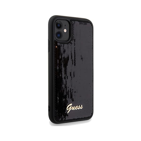 Guess Sequin Script Metal - iPhone 11 -suojakuori (musta)