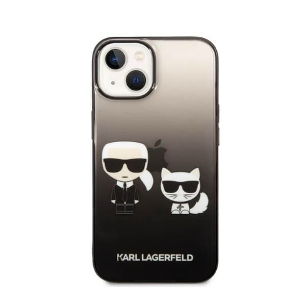 Karl Lagerfeld Gradient Ikonik Karl & Choupette - iPhone 14 Plus etui (sort)