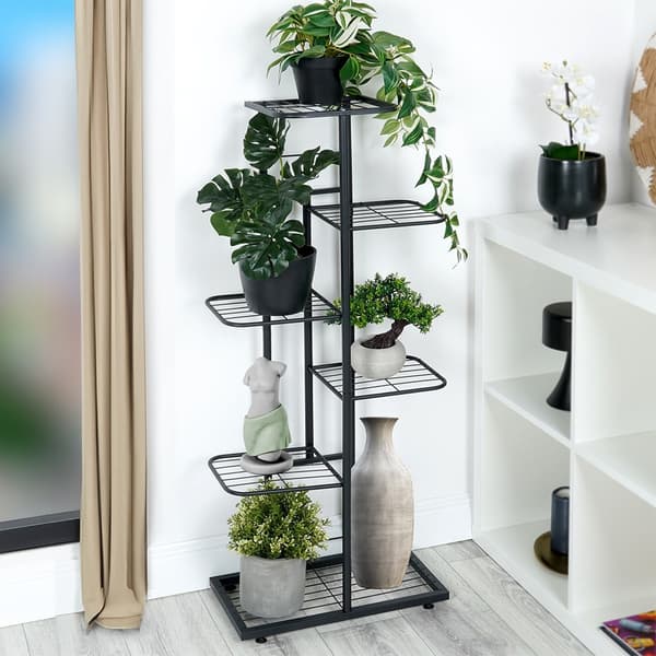 Metal blomsterstand sort 6-niveau 106 cm