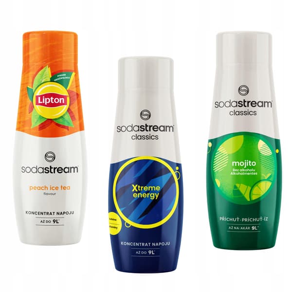 3 kpl Sodastream Lipton -jääteetiivisteitä, Peach + Energy + Mohito