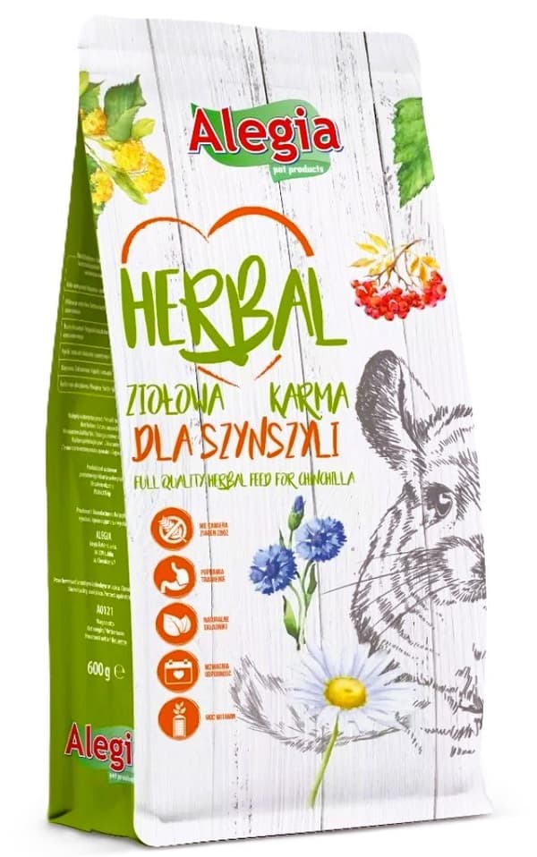 Alegia | Ört | Örtmat 600g förpackning - Mat för chinchillor 600g