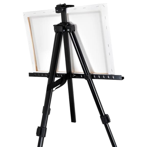 Malerstaffeli med taske metal sort foldbar 162 cm