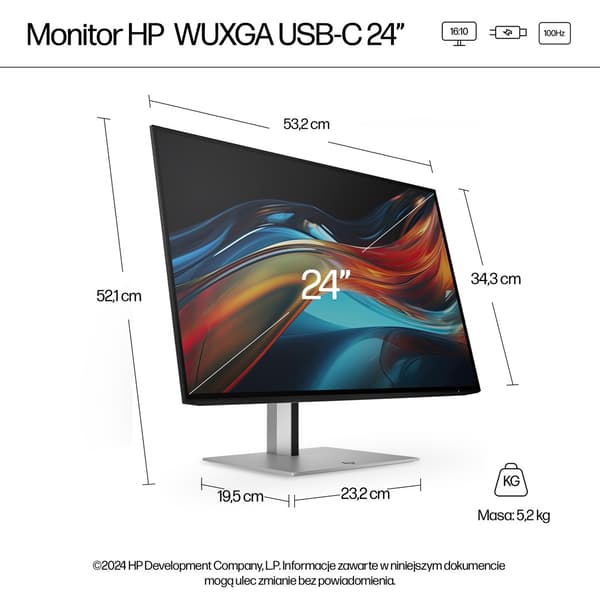 HP LED-skärm 24” S7 Pro 724pu (8Y2F7AA) 100Hz