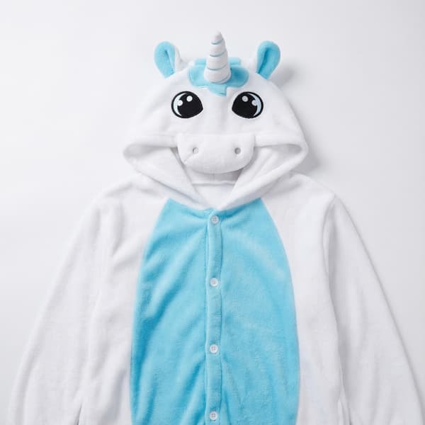 Kigurumi-pyjamas vit enhörning barn 105-115 cm