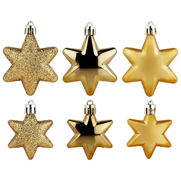 Julkulor oförstörbara stjärnor guld 6/5 cm 16 st