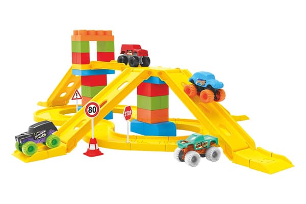 TechnoK 8461 rakennussarja - RATA + 4 kuorma-autoa, 80 osaa