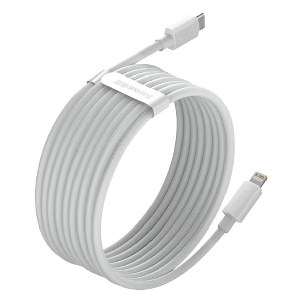 Baseus Simple Wisdom USB-C till Lightning-kabel, PD, 20W, 1,5m (vit) 2 st.